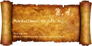 Manheimer Arián névjegykártya